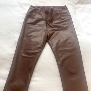 Brown leather leggings